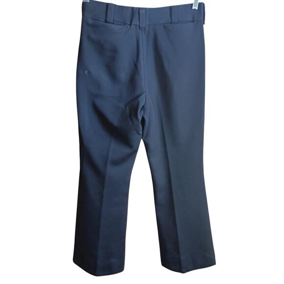 28x29 Vintage Black 1970's Stretch Knit Flared Pants Hook & Zipper Polyester - Picture 2 of 6